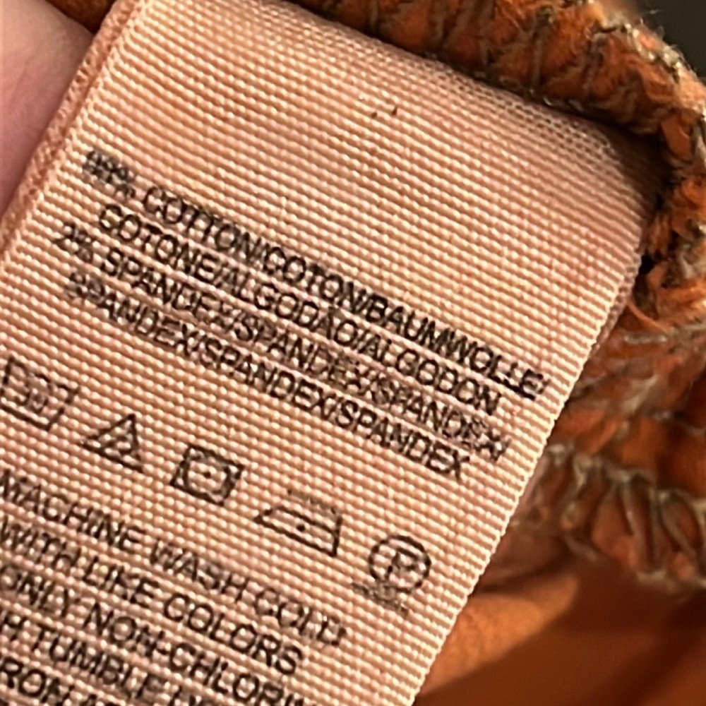 Free People Burnt Orange Corduroy Low Skinny's - Picture 8 of 8